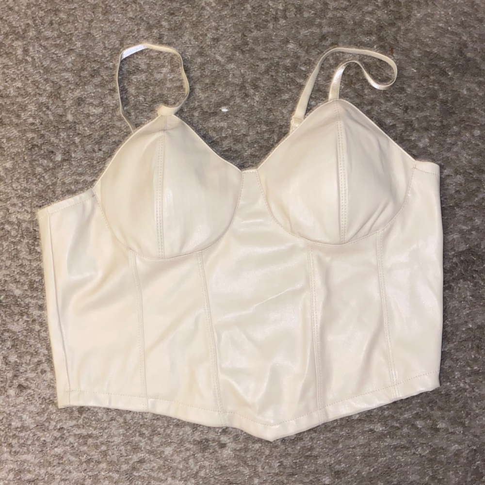Faux leather beige top